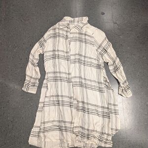 Mud Pie Cream and Black Checkered Shirt Dress